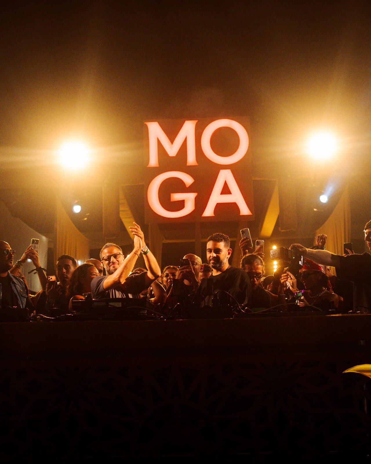 Crowd going wild in front of the MOGA Festival 2026 stage — event photographer Morocco